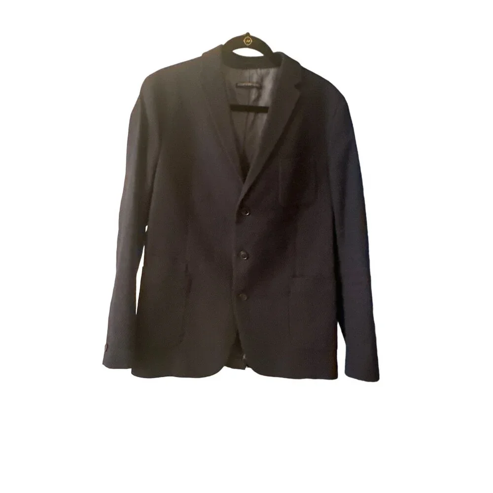 Drykorn Mens Navy Textured Blazer 3-Button Closure Size 38R Wool-Blend‎
